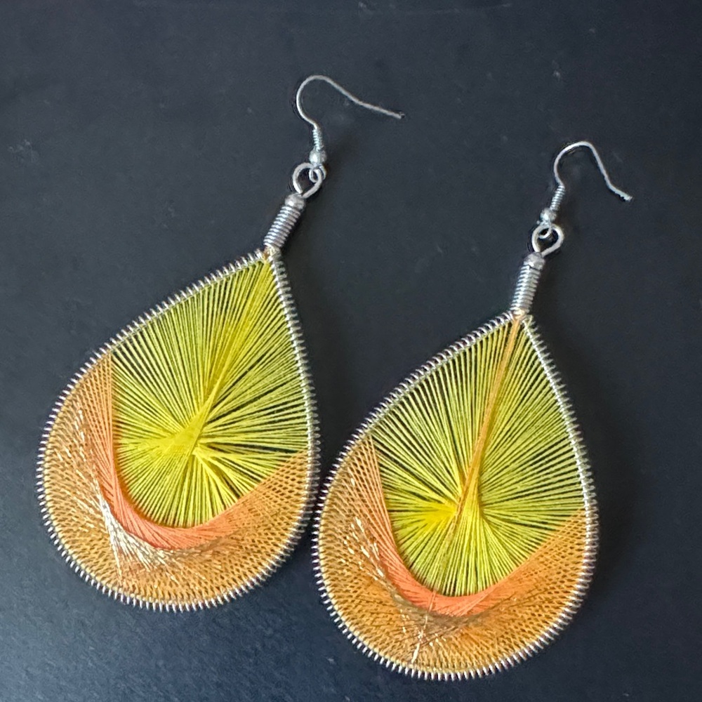 Elegant Yellow and Orange Teardrop Earrings